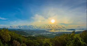 360 Degree View Prints: sunrise on Phuket big Buddha viewpoint sunrise above Chalong sea