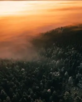 Snowstorm Prints: sunrise over snow covered mountains near hohe wand in austria