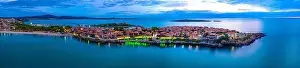 Sozopol Prints: Sunset aerial view of Bulgarian town Sozopol