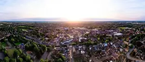 South Holland Prints: Sunset ariel panorama of the Market Town of Spalding in Lincolnshire