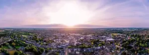 South Holland Prints: Sunset ariel panorama of the Market Town of Spalding in Lincolnshire