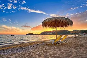 Sunset at the beach, Corfu Island, Greece