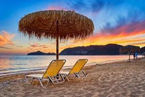 Sunset at the beach, Corfu Island, Greece