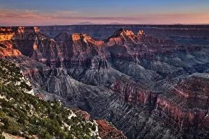 Images Dated 14th October 2015: Sunset at Bright Angel Point on Grand Canyon National Park's North Rim, Arizona USA