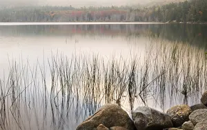 Awakening Prints: Sunset through fog over Upper Hadlock Pond looking toward Bald Peak Acadia National Park Maine USA
