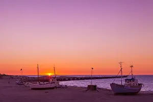 Sonnenuntergang Prints: Sunset am hafen in Norre Vorupör