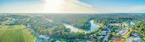 Sunset over the iconic Murray River and scenic countryside in Australia