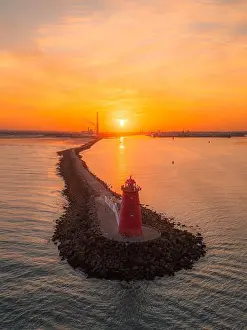 Sunset at Poolbeg Lighthouse and the Great South Wall