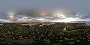 Sunset River Aerial Landscape Cinematic Drone Footage