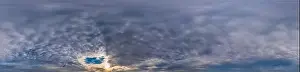 Sunset sky panorama with Stratocumulus clouds in Seamless spherical equirectangular format
