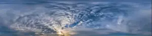 Sunset sky panorama with Stratocumulus clouds in Seamless spherical equirectangular format