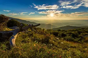 Appalachian Prints: Sunset over Timber Hollow Overlook at Shenandoah National Park near Thornton Gap, Virginia