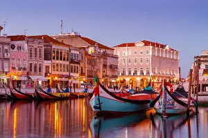 Iberia Prints: Sunset view of the city of Aveiro, Portugal