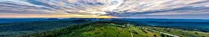 Sunset over the Vosges. Panoramic view from drone, France