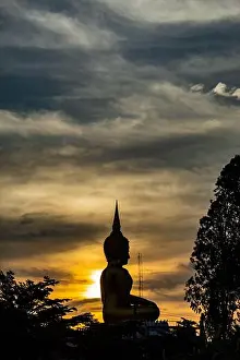 High Hill Prints: Sunset behind Wat Lad Pha Dook, Temple