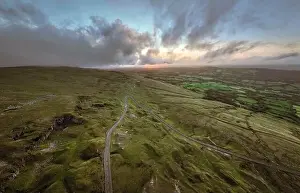 Brecon Beacons Prints: Sunset over the western edge of the Black Mountain in Carmarthenshire, South Wales UK