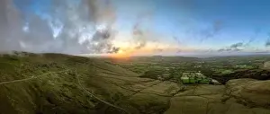 Brecon Beacons Prints: Sunset over the western edge of the Black Mountain in Carmarthenshire, South Wales UK