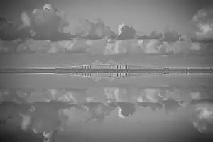 Tampa Prints: Sunshine Skyway Tampa St. Petersburg Florida USA Cloud reflection in water