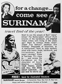 Advertisements Prints: Surinam tourism advert in a Natgeo magazine, May 1965