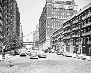 Manhattan Prints: Sutton Place South looking north from 55th St, New York City, July, 1955
