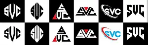 Minimalist Logo Prints: SVC letter logo design in six style