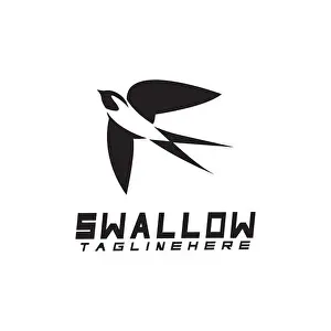 Swallow Prints: Swallow logo. silhouette swallow flying logo vector isolated white background