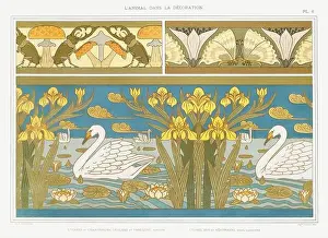 Public Domain Prints: Swan-Butterfly-Fungi / Illustration from L'animal dans la decoration (1897) by Maurice Pillard Verneuil