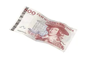 Five Hundred Prints: One Swedish five hundred krona banknote isolated on white bakground