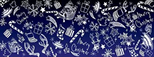 Flake Prints: Sweet christmas doodles full vector large banner