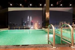 Swimming pool on roof top with beautiful city view Kuala lumpur, Malaysia