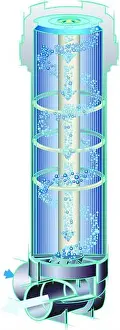 Cartridge Prints: Swirling water filtration system with bubbles to simulate flow direction