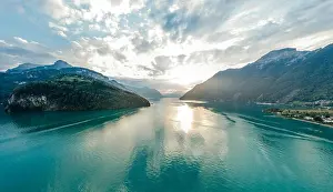 Marvelous Prints: Swiss Mountain Lake nature Drone drone Air 360 vr virtual reality drone panorama