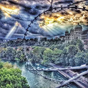 Stockimo Prints: Swiss parliament building and Aare river