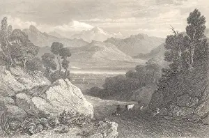 Piedmont Prints: SWITZERLAND. The Lake of Geneva, and Mont Blanc, antique print 1838