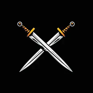 Gamer Prints: two sword gaming logo vector design