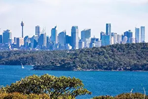 Business District Prints: Sydney city centre skyline and cityscape viewed from North Head Manly