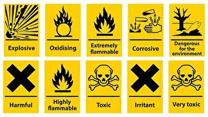 Yellow Vector Vectors Prints: Symbol Hazardous Toxic Warning Sign, Chemical Hazard Sign