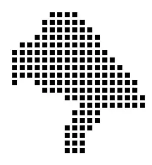 Province Prints: Symbol Map of the City Mainz (Germany) showing the city with a pattern of just a few black squares