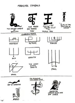 SYMBOLISM - An old handwritten page recording Alchemical and Magickal (magical) symbols and their meanings