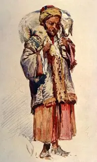 Syrian Shepherd (Abu Mustapha) Carrying a Lamb on His Shoulders, 1902. Creator: John Fulleylove