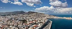 Ermoupoli Prints: Syros island, Greece, Cyclades capital Ermoupolis cityscape