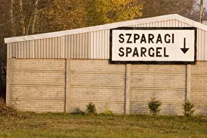 Asparagus Prints: Szparagi Spargel asparagus advertisement on the Warsaw Berlin road near Miedzichowo