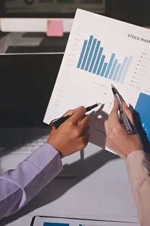 Woman Work Prints: Above table with finance papers