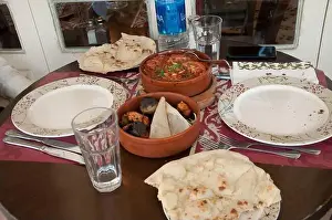 Amman Prints: Table Setting, Restaurant, Amman, Jordan, Middle East