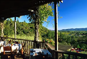 Day Sky Prints: Tables at veranda of Auberge du Soleil hotel and restaurant