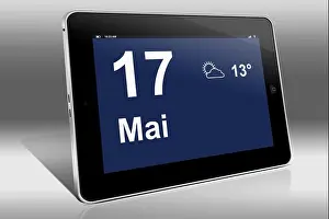 Appointment Prints: A tablet computer displays a calendar in German language with the date May 17th | Ein Tablet-Computer zeigt das Datum