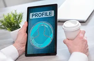 Avatar Prints: Tablet screen displaying a profile concept