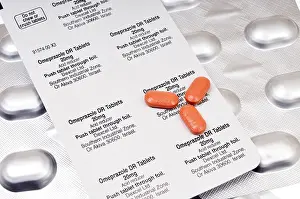 Tablets Prints: Tablets and Blister pack of omeprazole medication