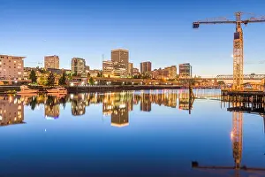 Thea Foss Prints: Tacoma, Washington, USA downtown skyline at dusk on Commencement Bay