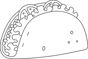 Taco Prints: Tacos Isolated Coloring Page for Kids